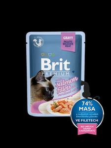 Brit Premium Cat kapsa Salmon Fillets in Gravy for Sterilised 85g