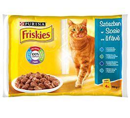 Friskies kapsa cat 4x85g s lososem, tuňákem, treskou a sardinkami šťáva