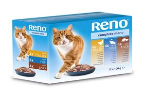 Reno kapsa kočka 12pack 4xdrůbež,4xjátra,4xryba 12x100g